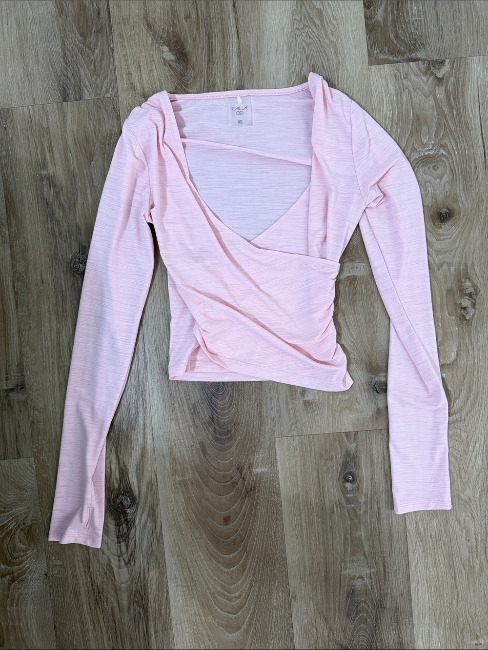 CALIA by Carrie Underwood Pink Wrap-Style Long Sleeve Top